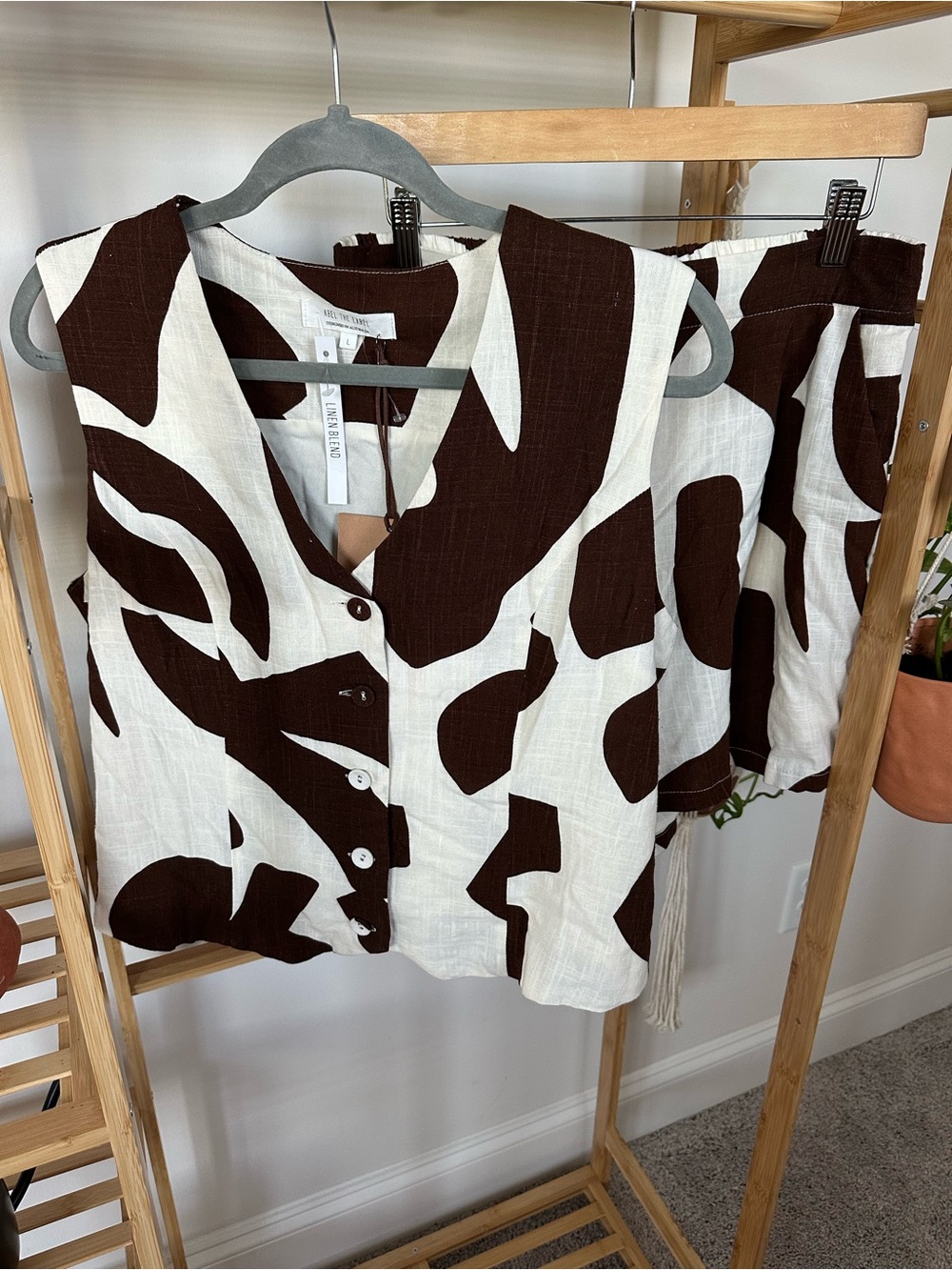 NWT Abel The Label Linen Vest/Short Set